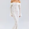 Belle Vintage Cream Floral Lace Off Shoulder Maxi Dress Belle Vintage Cream Floral Lace Off Shoulder Maxi Dress