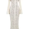 Belle Vintage Cream Floral Lace Off Shoulder Maxi Dress Belle Vintage Cream Floral Lace Off Shoulder Maxi Dress