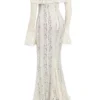 Belle Vintage Cream Floral Lace Off Shoulder Maxi Dress Belle Vintage Cream Floral Lace Off Shoulder Maxi Dress