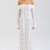 Belle Vintage Cream Floral Lace Off Shoulder Maxi Dress Belle Vintage Cream Floral Lace Off Shoulder Maxi Dress
