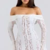 Belle Vintage Cream Floral Lace Off Shoulder Maxi Dress Belle Vintage Cream Floral Lace Off Shoulder Maxi Dress