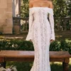 Belle Vintage Cream Floral Lace Off Shoulder Maxi Dress Belle Vintage Cream Floral Lace Off Shoulder Maxi Dress