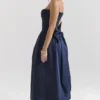 Bellina Midnight Blue Strapless Detachable Bow Midi Dress Bellina Midnight Blue Strapless Detachable Bow Midi Dress