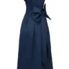 Bellina Midnight Blue Strapless Detachable Bow Midi Dress Bellina Midnight Blue Strapless Detachable Bow Midi Dress
