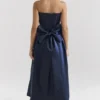 Bellina Midnight Blue Strapless Detachable Bow Midi Dress Bellina Midnight Blue Strapless Detachable Bow Midi Dress