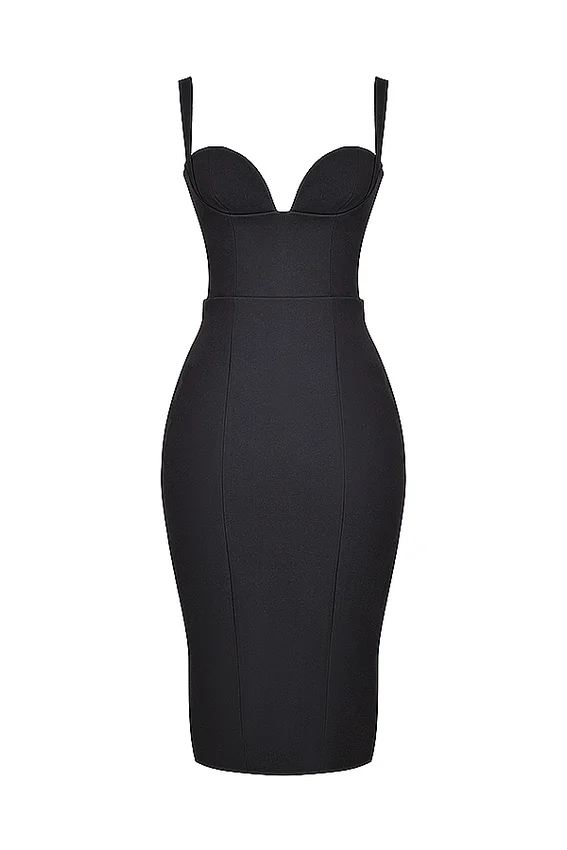 Bellissima Black Sweetheart Midi Dress Bellissima Black Sweetheart Midi Dress