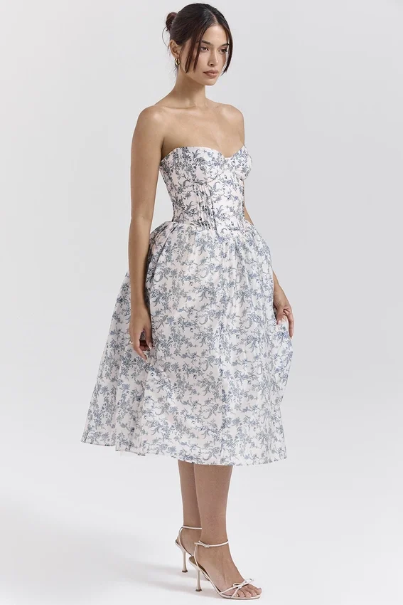 Bennett English Porcelain Print Strapless Sundress Bennett English Porcelain Print Strapless Sundress