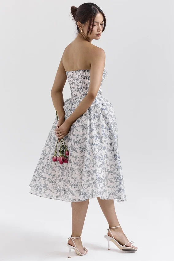 Bennett English Porcelain Print Strapless Sundress Bennett English Porcelain Print Strapless Sundress
