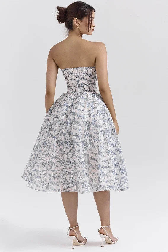 Bennett English Porcelain Print Strapless Sundress Bennett English Porcelain Print Strapless Sundress