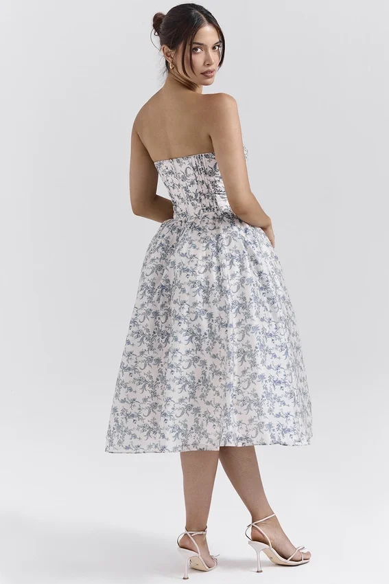 Bennett English Porcelain Print Strapless Sundress Bennett English Porcelain Print Strapless Sundress