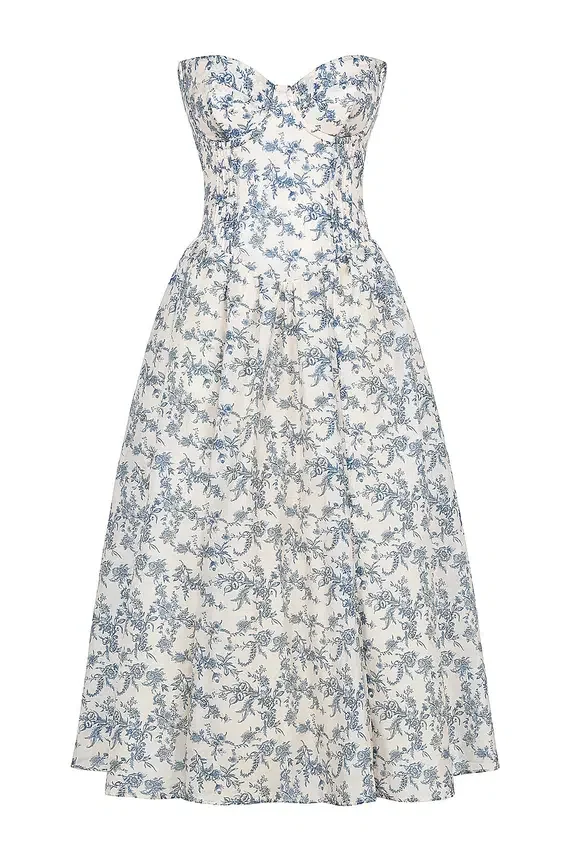 Bennett English Porcelain Print Strapless Sundress Bennett English Porcelain Print Strapless Sundress