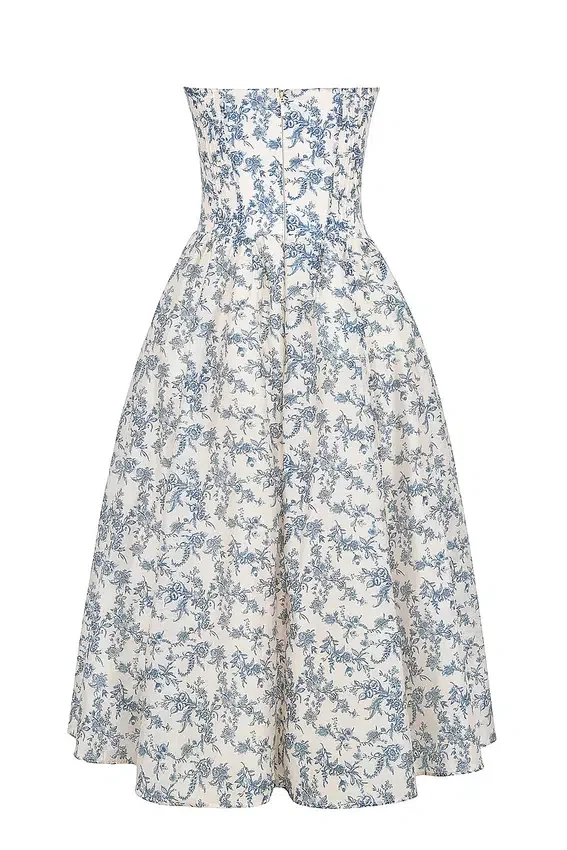 Bennett English Porcelain Print Strapless Sundress Bennett English Porcelain Print Strapless Sundress