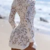 Bianca White Custom Lace Long Sleeve Mini Dress Bianca White Custom Lace Long Sleeve Mini Dress