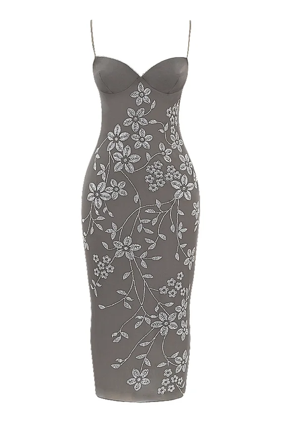 Blanca Smoke Crystal Embellished Midi Dress Blanca Smoke Crystal Embellished Midi Dress