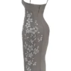 Blanca Smoke Crystal Embellished Midi Dress Blanca Smoke Crystal Embellished Midi Dress