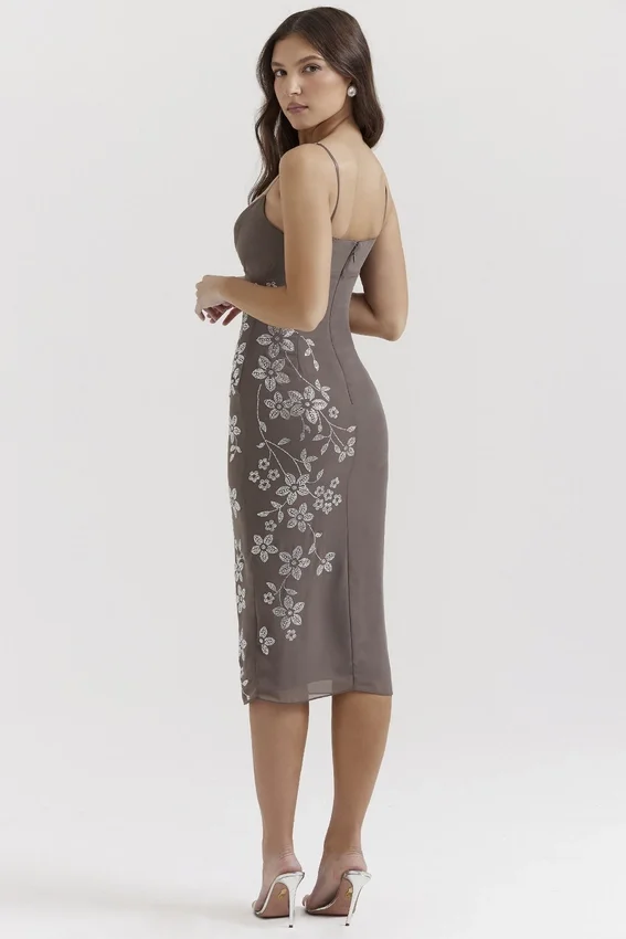 Blanca Smoke Crystal Embellished Midi Dress Blanca Smoke Crystal Embellished Midi Dress