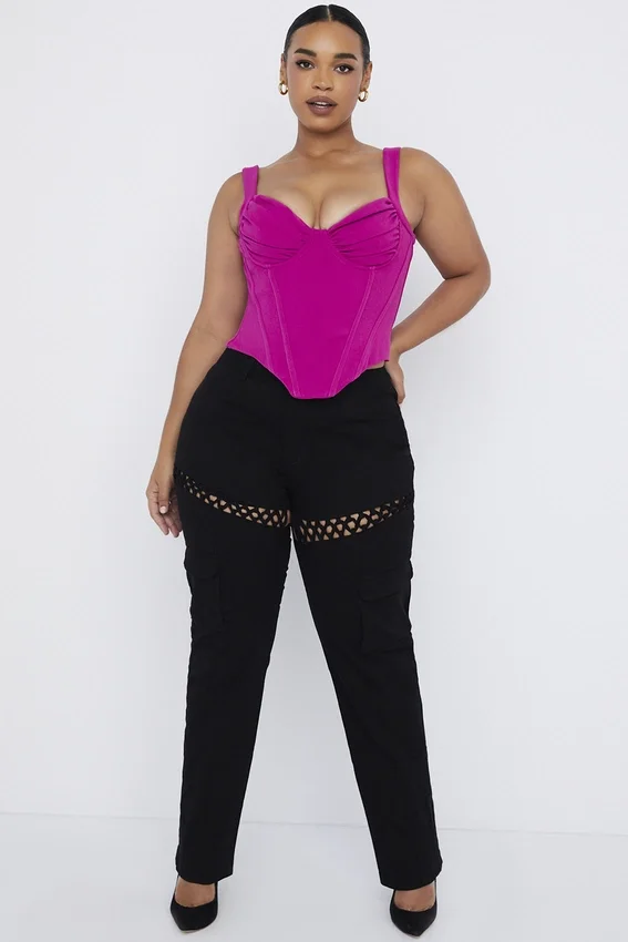Breanna Black Lace Up Cargo Trousers Breanna Black Lace Up Cargo Trousers