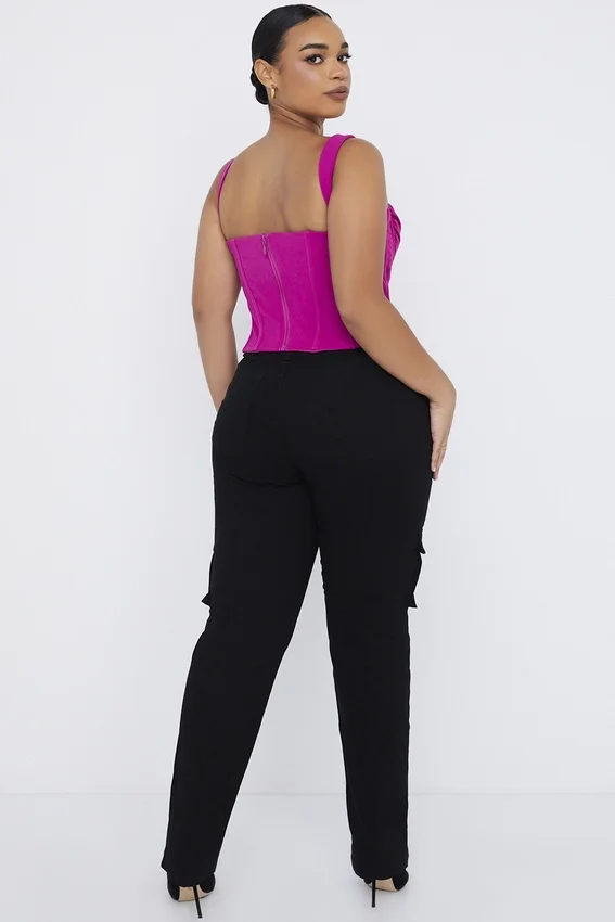 Breanna Black Lace Up Cargo Trousers Breanna Black Lace Up Cargo Trousers