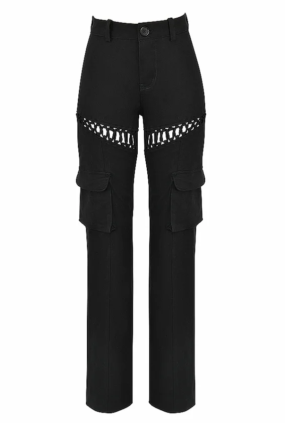 Breanna Black Lace Up Cargo Trousers Breanna Black Lace Up Cargo Trousers