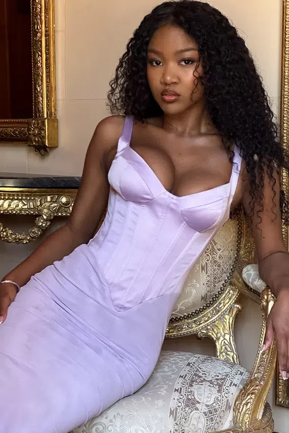 Breeze Orchid Satin Corset Maxi Dress Breeze Orchid Satin Corset Maxi Dress