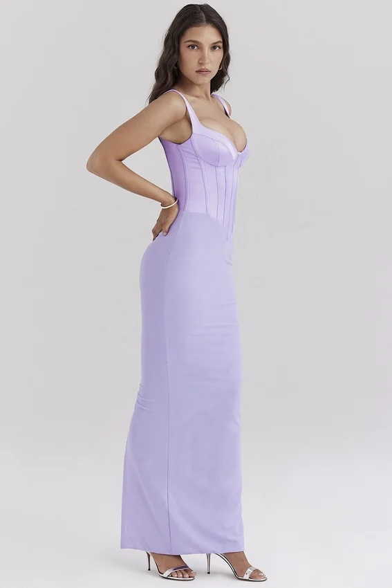 Breeze Orchid Satin Corset Maxi Dress Breeze Orchid Satin Corset Maxi Dress