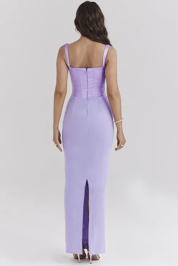 Breeze Orchid Satin Corset Maxi Dress Breeze Orchid Satin Corset Maxi Dress