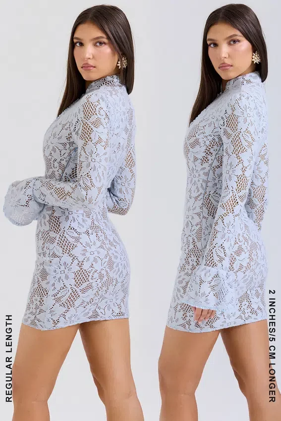 Brianna Bluebell Keyhole Lace Mini Dress Brianna Bluebell Keyhole Lace Mini Dress
