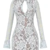Brianna Bluebell Keyhole Lace Mini Dress Brianna Bluebell Keyhole Lace Mini Dress