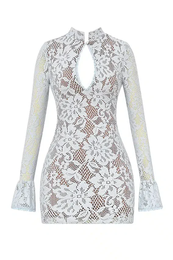 Brianna Bluebell Keyhole Lace Mini Dress Brianna Bluebell Keyhole Lace Mini Dress