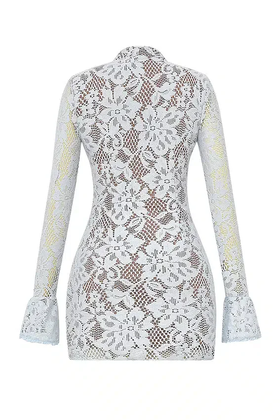 Brianna Bluebell Keyhole Lace Mini Dress Brianna Bluebell Keyhole Lace Mini Dress