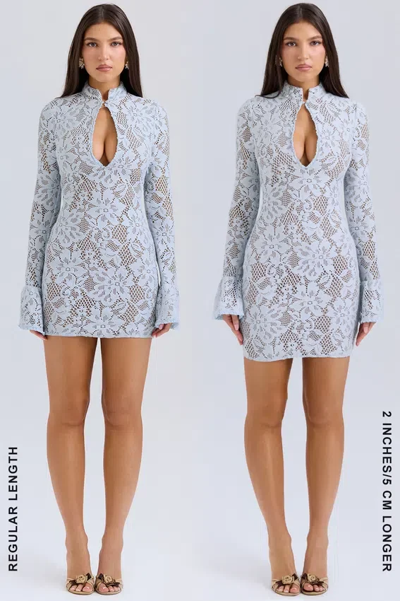 Brianna Bluebell Keyhole Lace Mini Dress Brianna Bluebell Keyhole Lace Mini Dress