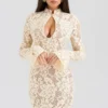 Brianna Buttermilk Keyhole Lace Mini Dress Brianna Buttermilk Keyhole Lace Mini Dress