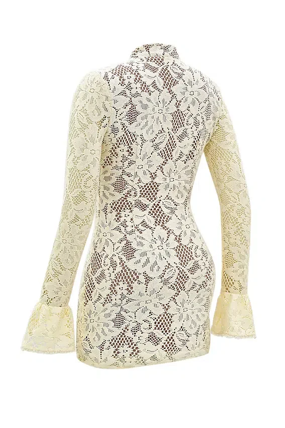 Brianna Buttermilk Keyhole Lace Mini Dress Brianna Buttermilk Keyhole Lace Mini Dress