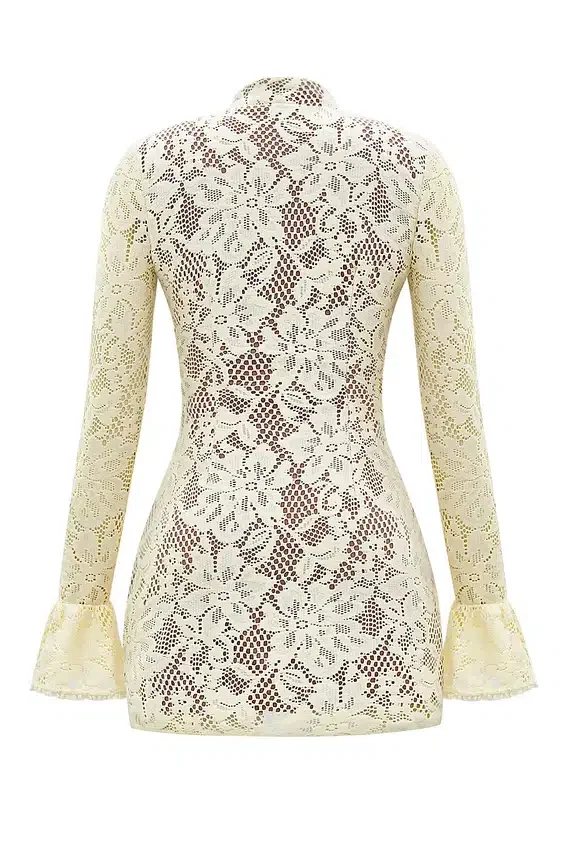 Brianna Buttermilk Keyhole Lace Mini Dress Brianna Buttermilk Keyhole Lace Mini Dress