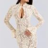 Brianna Buttermilk Keyhole Lace Mini Dress Brianna Buttermilk Keyhole Lace Mini Dress