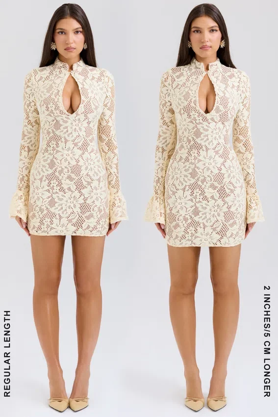 Brianna Buttermilk Keyhole Lace Mini Dress Brianna Buttermilk Keyhole Lace Mini Dress