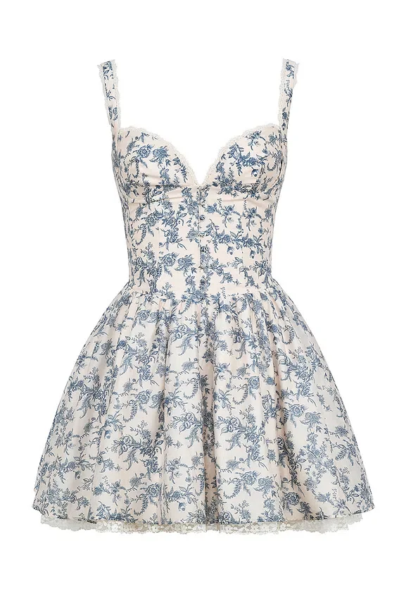 Brigitte English Porcelain Print Corset Mini Dress Brigitte English Porcelain Print Corset Mini Dress