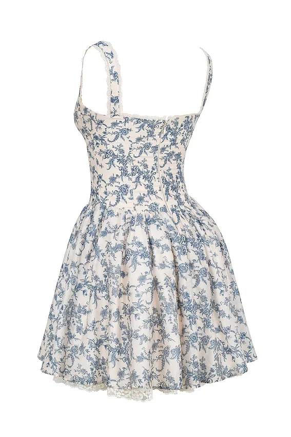 Brigitte English Porcelain Print Corset Mini Dress Brigitte English Porcelain Print Corset Mini Dress