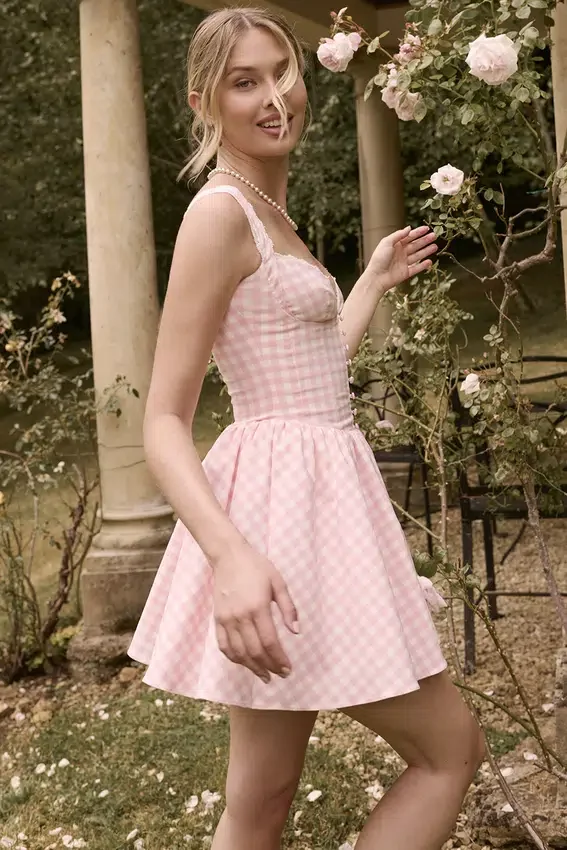 Brigitte Strawberry Shortcake Gingham Corset Mini Dress Brigitte Strawberry Shortcake Gingham Corset Mini Dress