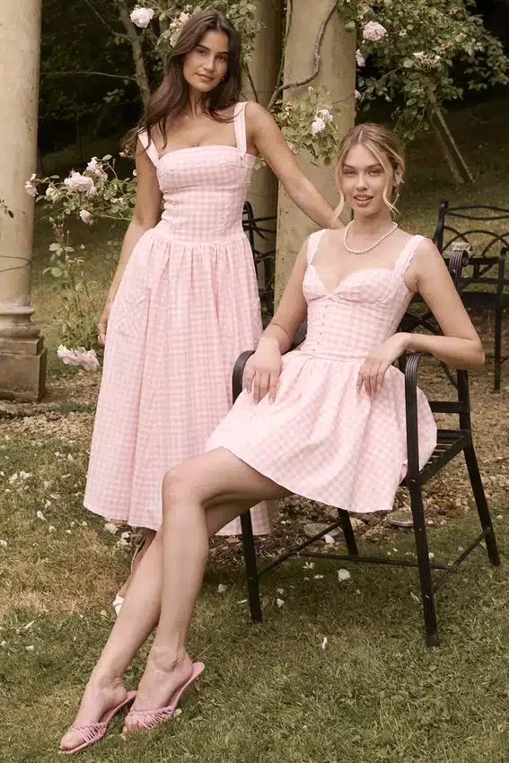 Vivien Strawberry Shortcake Gingham Midi Sundress Vivien Strawberry Shortcake Gingham Midi Sundress