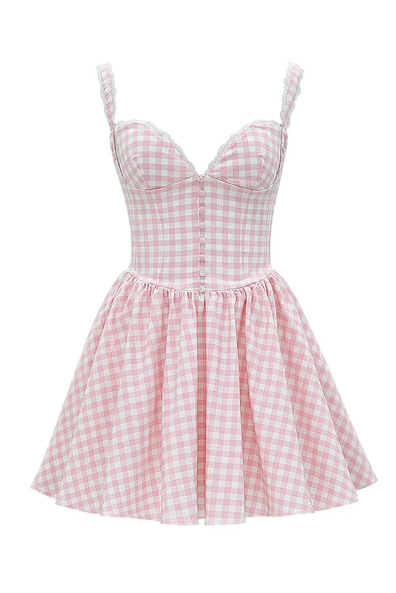 Brigitte Strawberry Shortcake Gingham Corset Mini Dress Brigitte Strawberry Shortcake Gingham Corset Mini Dress