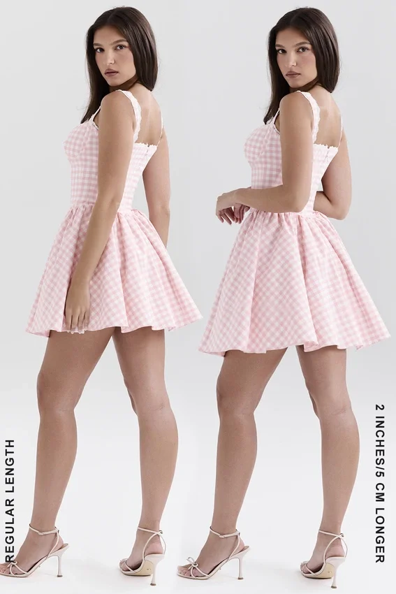 Brigitte Strawberry Shortcake Gingham Corset Mini Dress Brigitte Strawberry Shortcake Gingham Corset Mini Dress