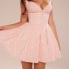 Brigitte Strawberry Shortcake Gingham Corset Mini Dress Brigitte Strawberry Shortcake Gingham Corset Mini Dress