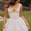Brigitte White Cotton Broderie Anglais Corset Mini Dress Brigitte White Cotton Broderie Anglais Corset Mini Dress