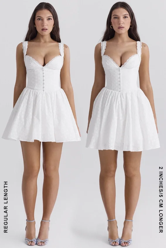 Brigitte White Cotton Broderie Anglais Corset Mini Dress Brigitte White Cotton Broderie Anglais Corset Mini Dress