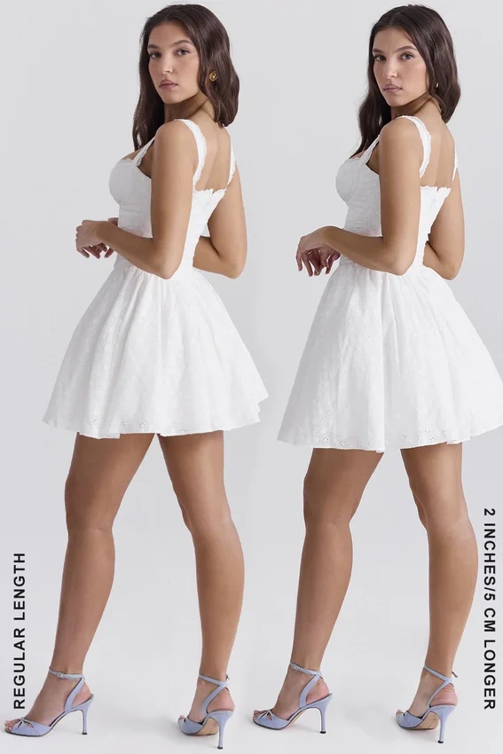 Brigitte White Cotton Broderie Anglais Corset Mini Dress Brigitte White Cotton Broderie Anglais Corset Mini Dress
