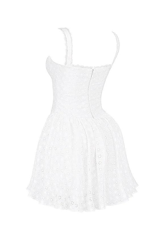 Brigitte White Cotton Broderie Anglais Corset Mini Dress Brigitte White Cotton Broderie Anglais Corset Mini Dress