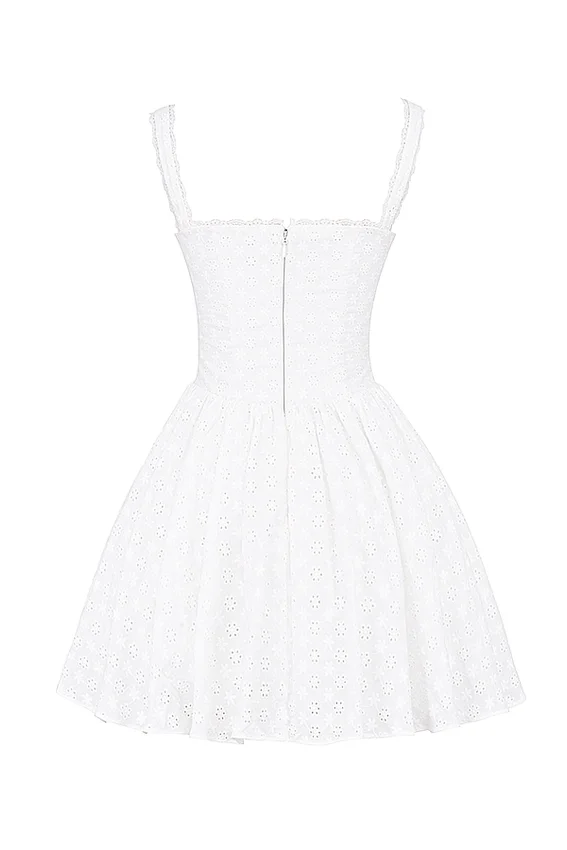 Brigitte White Cotton Broderie Anglais Corset Mini Dress Brigitte White Cotton Broderie Anglais Corset Mini Dress