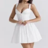 Brigitte White Cotton Broderie Anglais Corset Mini Dress Brigitte White Cotton Broderie Anglais Corset Mini Dress
