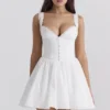 Brigitte White Cotton Broderie Anglais Corset Mini Dress Brigitte White Cotton Broderie Anglais Corset Mini Dress